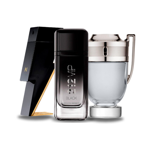 Pacchetto promozionale di 3 profumi Carolina Herrera BAD BOY, Carolina Herrera 212 VIP BLACK e Paco Rabanne INVICTUS 100ml.