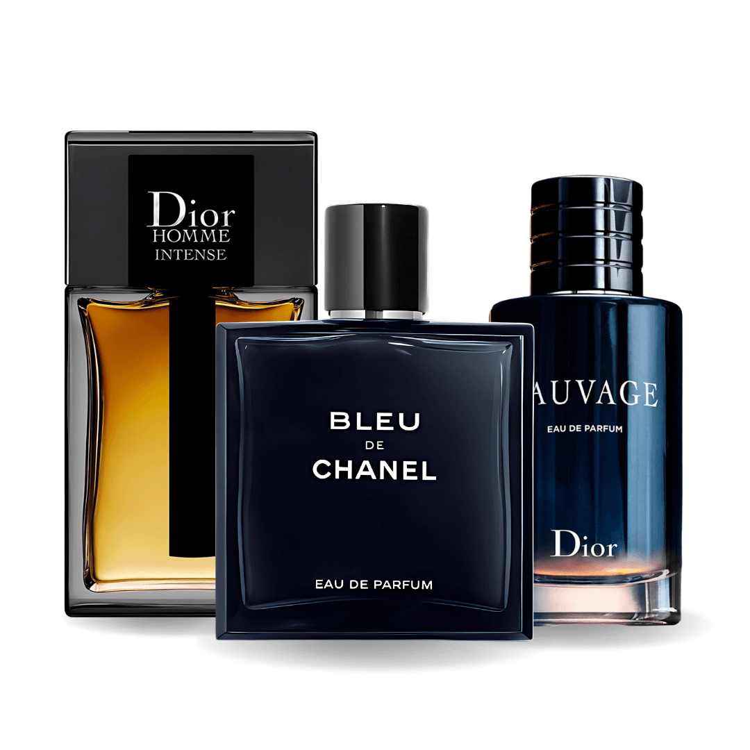 Pachetto promozionale 3 Sauvage Dior, Bleu de Chanel, Dior Homme Intense 100ml