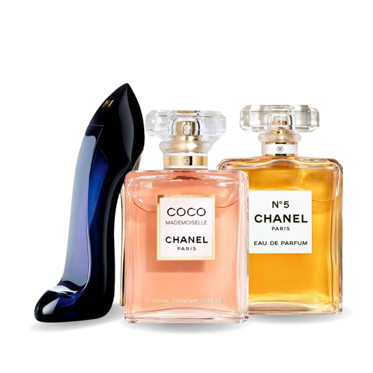 Pacchetto promozionale di 3 profumi: GOOD GIRL, COCO MADEMOISELLE e Chanel Nº5 100ml.