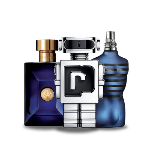Pacchetto promozionale di 3 profumi Versace DYLAN BLUE, Paco Rabanne PHANTOM e Jean Paul Gaultier ULTRA MALE 100ml.